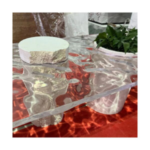 High Quality Nordic Tempered Glass Restaurant Modern Customized Rectangle Dining Table with Water Ripple Effect