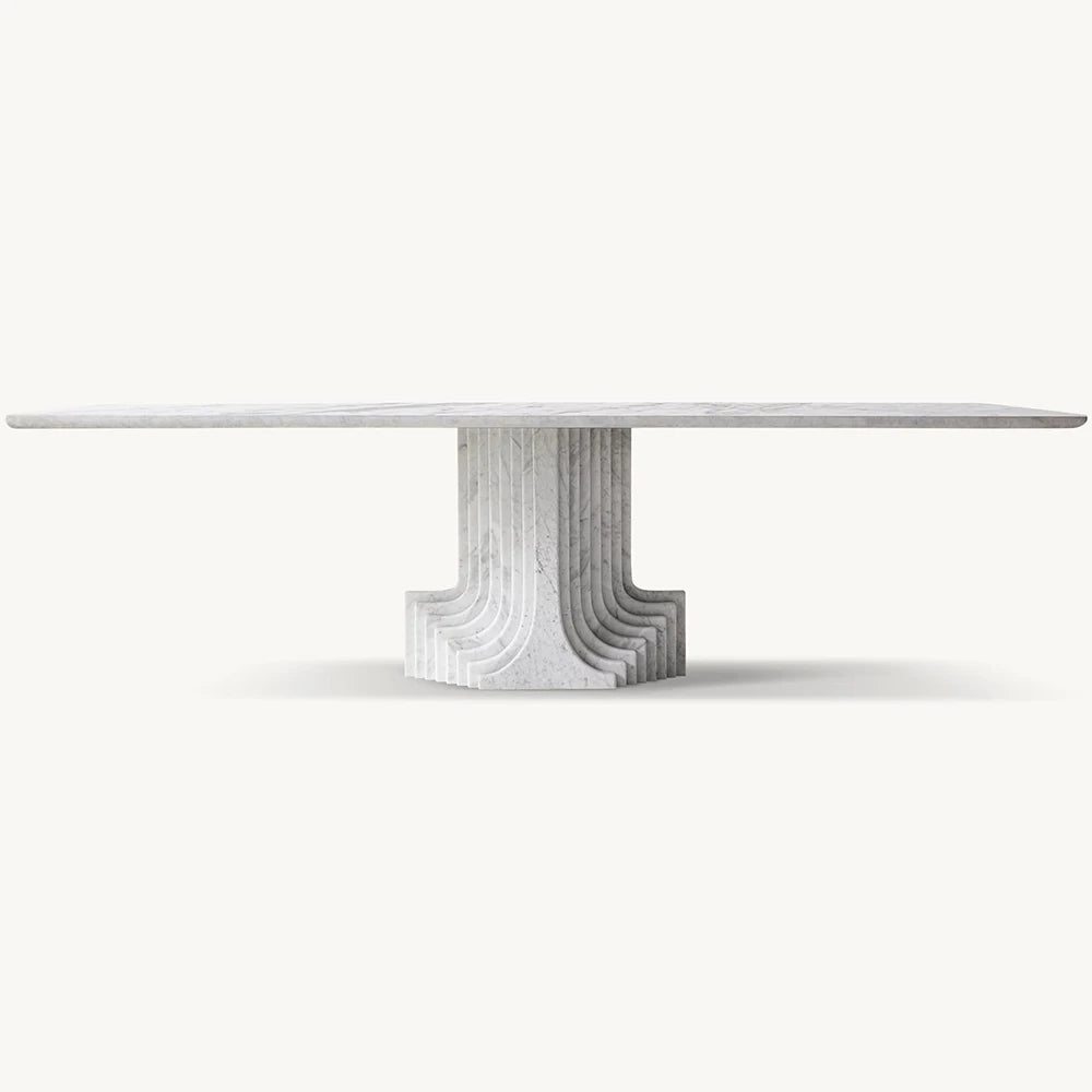 Kumusi Beige Travertine Table for Dining Stone Dining Table - Image 10