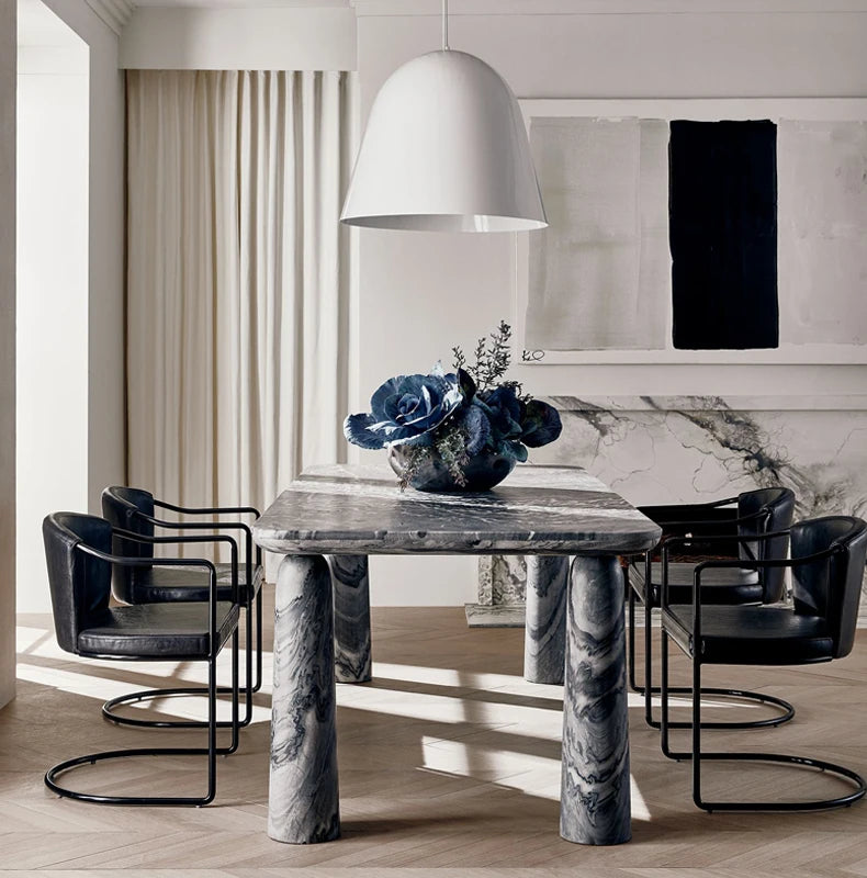 Modern Dining Table Marble Top Set Simple Design Dining Table Set 4 Seater - Image 3