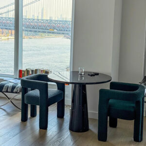 Kumusi Luxury Black Nero Marquine Natural Marble Cocktail Table Small Apartment Dining Table