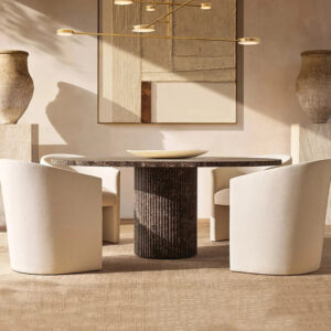 Kumusi Luxury Dark_Emperado Scandinavian Design Extendable Marble Round Dining Table
