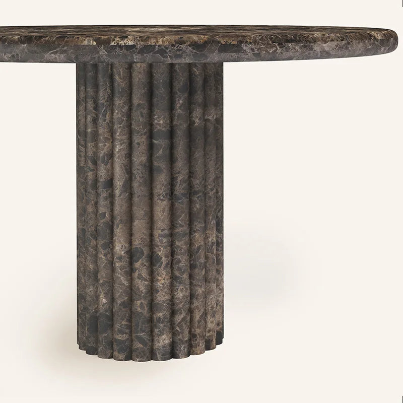 Modern Simple Dark Coffee Patterned Marble Marble Round Dining Table - Image 2