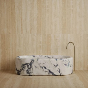Kumusi Furniture Travertine Bathtub Natural Stone Bathroom Calacatta Viola Bathtub for Washroom Decoration