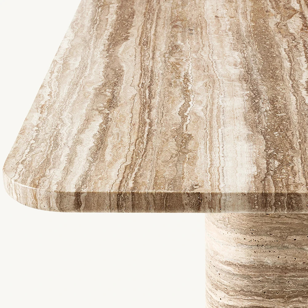 Kumusi Beige Travertine Table Nordic Long Table Garden Dining Table Set Modern Outdoor Dining Tables - Image 2